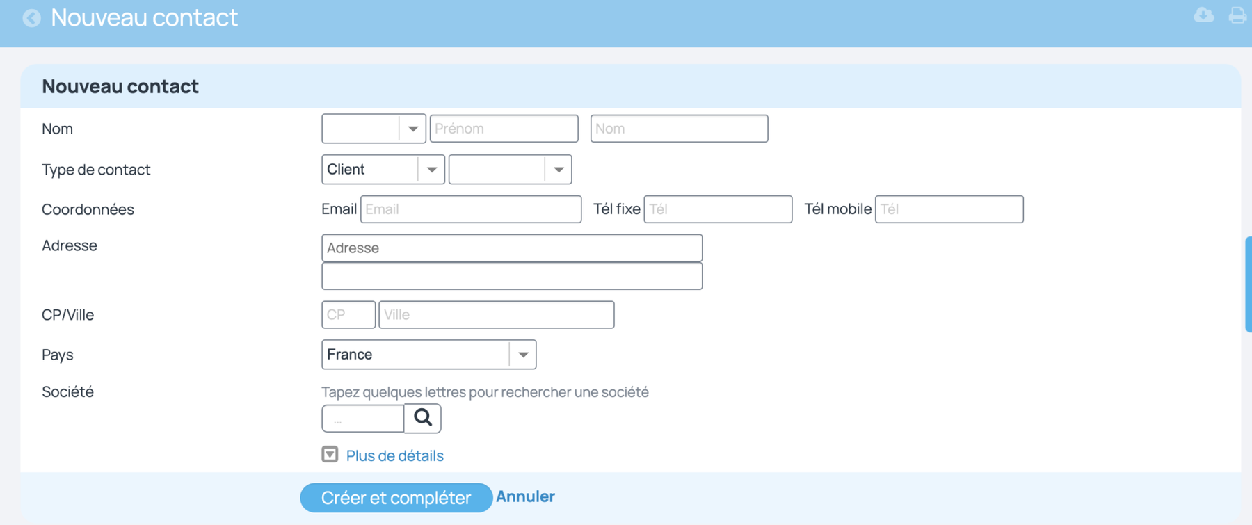 Créer un contact