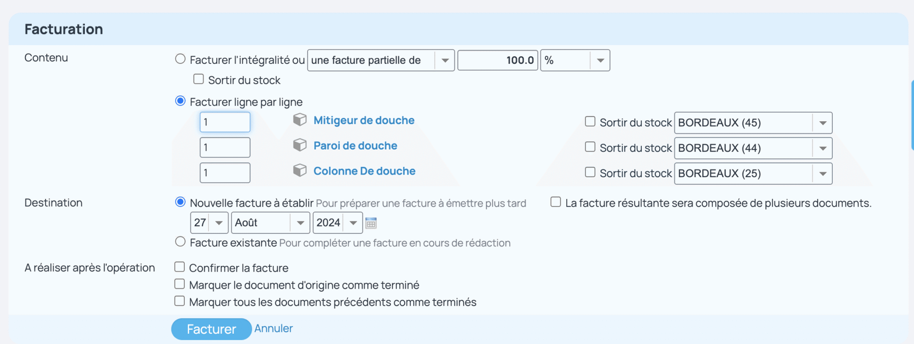 Transformer un devis en facture