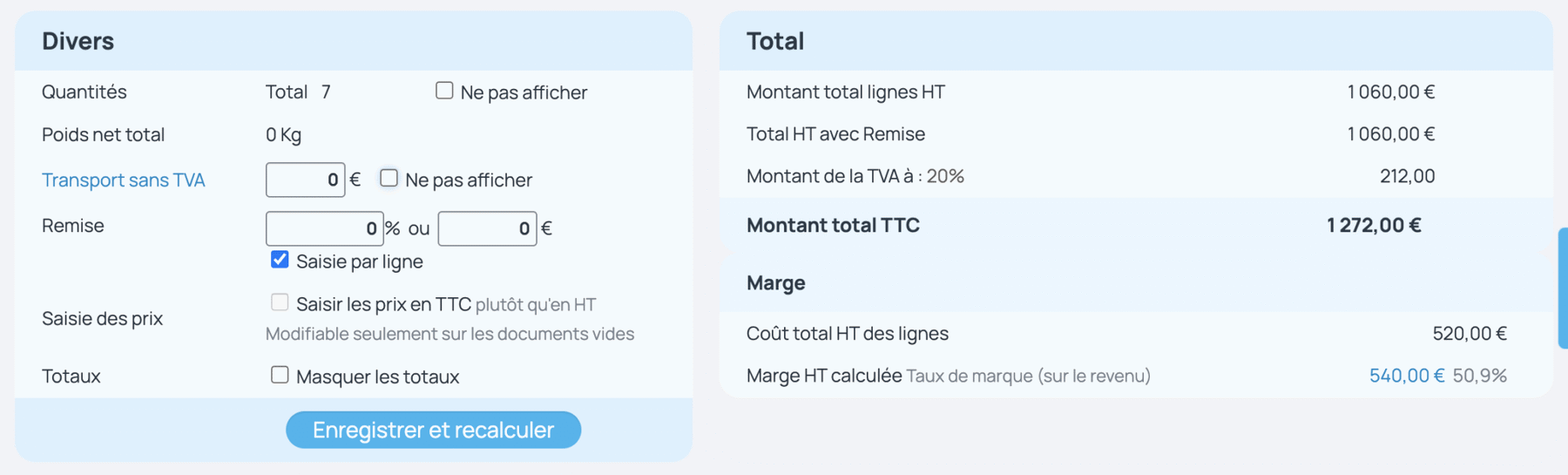 Remise par produit sur devis