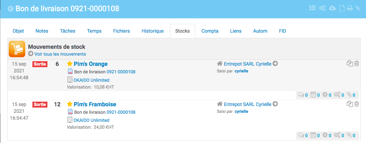 Sortie de stock par picking