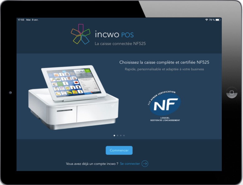 Connexion ou création d'un nouveau compte incwo depuis la caisse