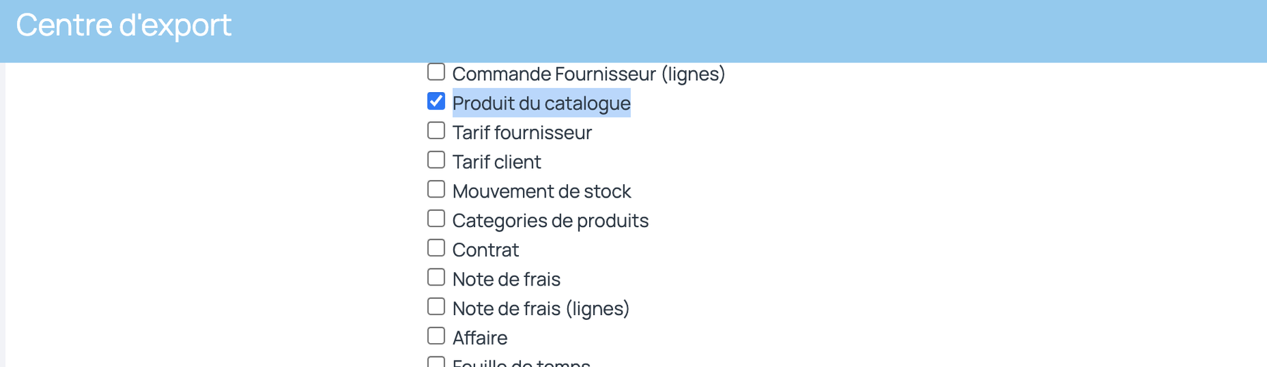 Export des produits