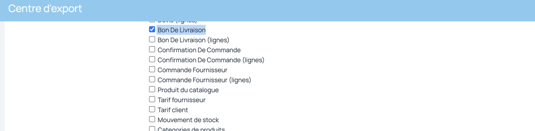 Exporter des bons de livraison