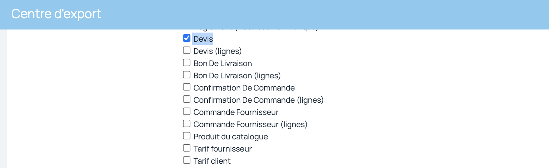 Export des devis