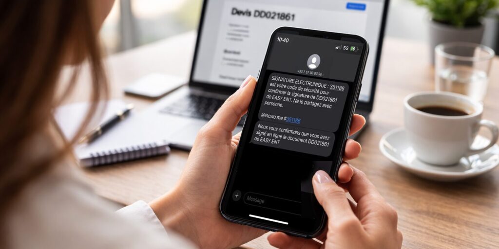 Signature électronique d’un devis avec code d'authentification