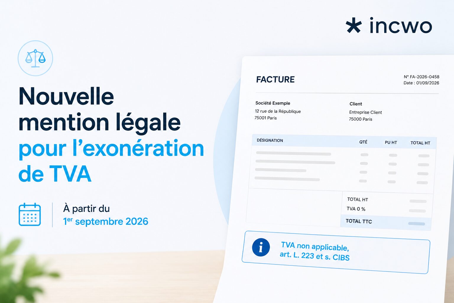 Exonération de la TVA mention légale