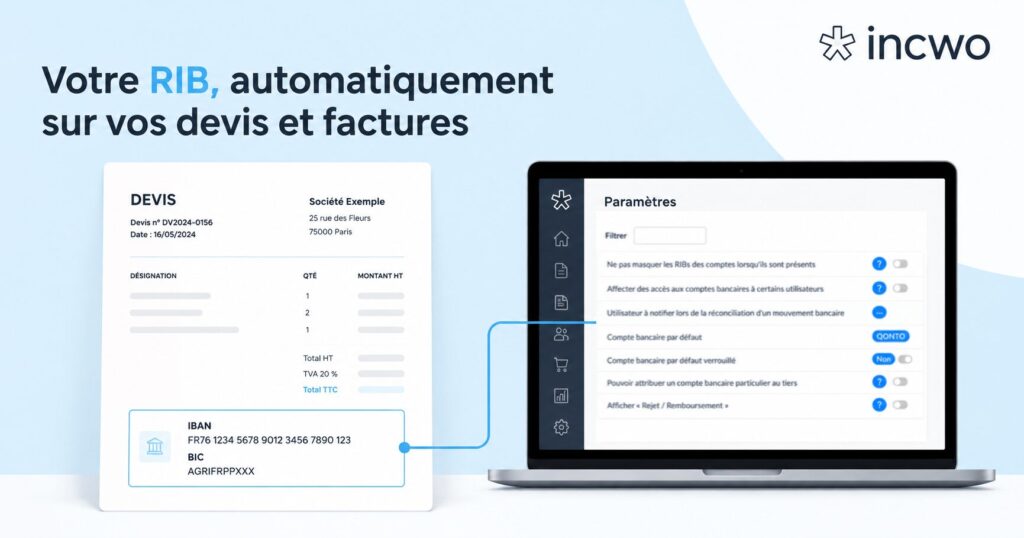 Afficher IBAN sur facture. Réglage automatique