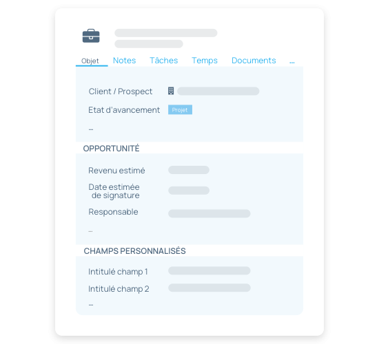 Personnalisation du CRM avec des champs propres à votre métier Personnalisation du CRM avec des champs propres à votre métier