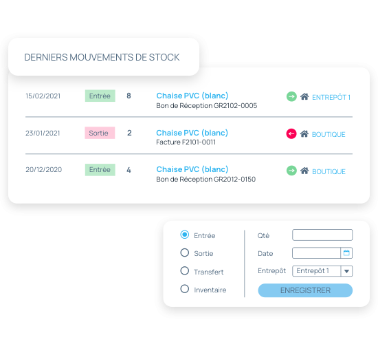 Avec incwo, réalisez facilement vos mouvements de stocks